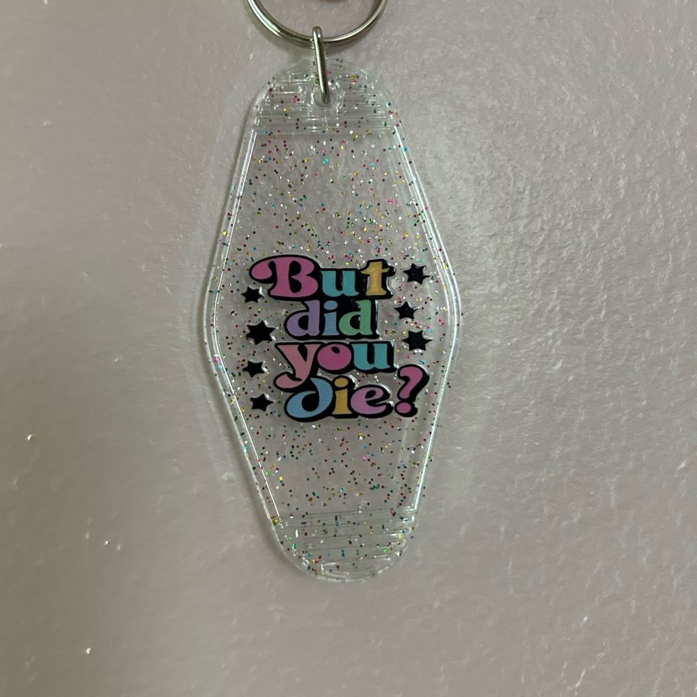 Glittery Keychain with Colorful Text - Picture 2 of 3